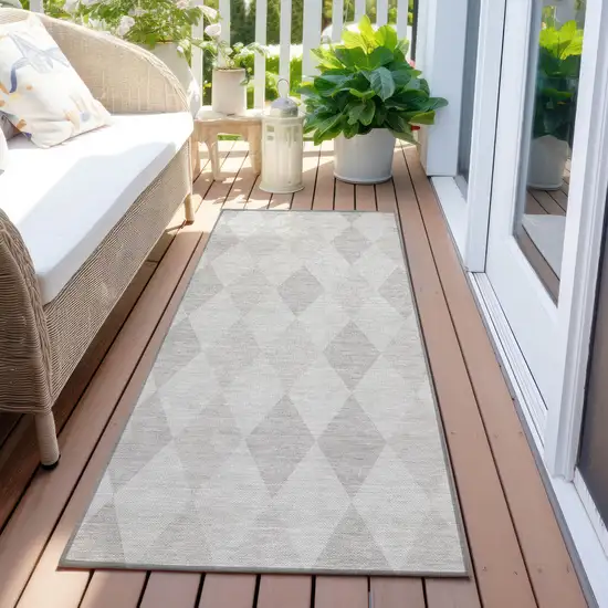 Gray Geometric Washable Non Skid Indoor Outdoor Runner Rug Photo 8