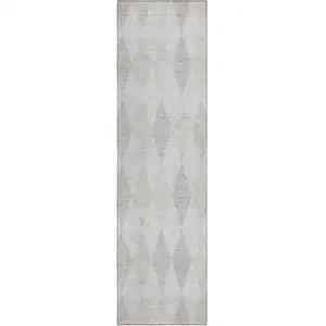 Photo of 8' Runner Gray Geometric Washable Non Skid Indoor Outdoor Runner Rug