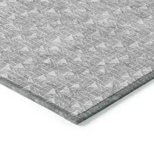 Photo of 8' Runner Gray Geometric Washable Non Skid Indoor Outdoor Runner Rug
