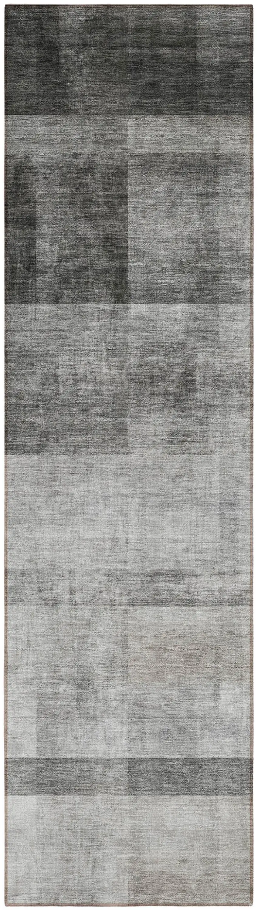 Gray Ombre Washable Non Skid Indoor Outdoor Runner Rug Photo 2