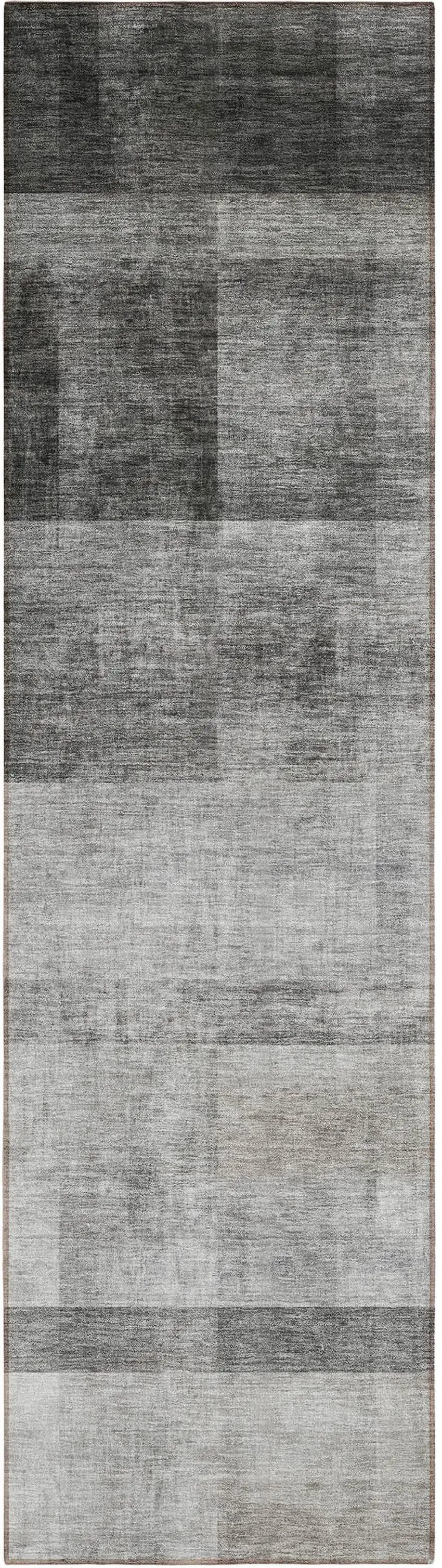 Gray Ombre Washable Non Skid Indoor Outdoor Runner Rug Photo 2