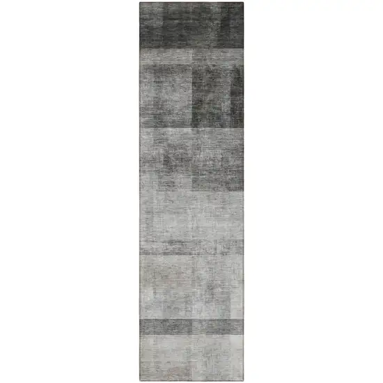 8' Runner Gray Ombre Washable Non Skid Indoor Outdoor Runner Rug Photo 4