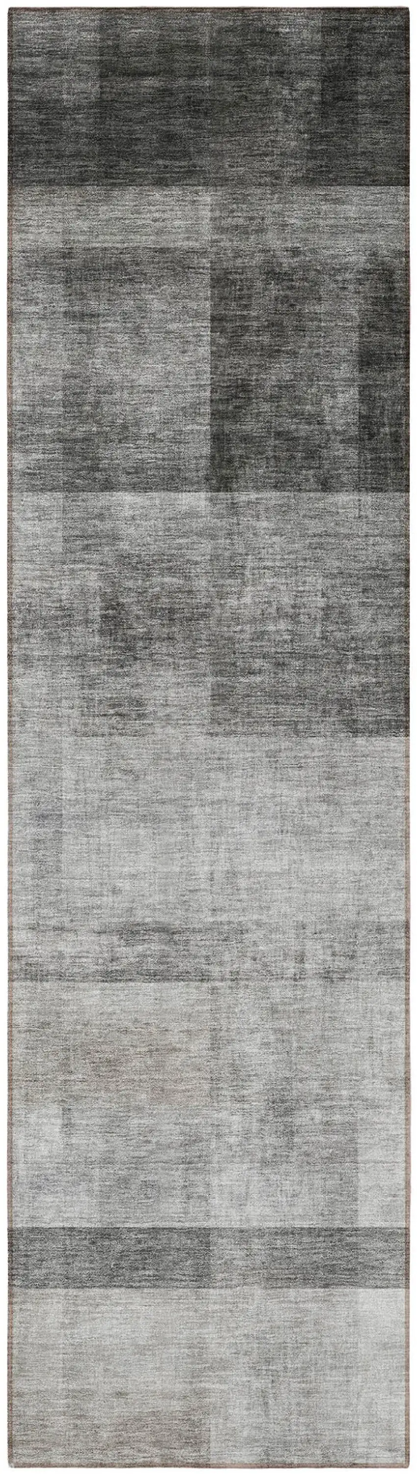 8' Runner Gray Ombre Washable Non Skid Indoor Outdoor Runner Rug Photo 4