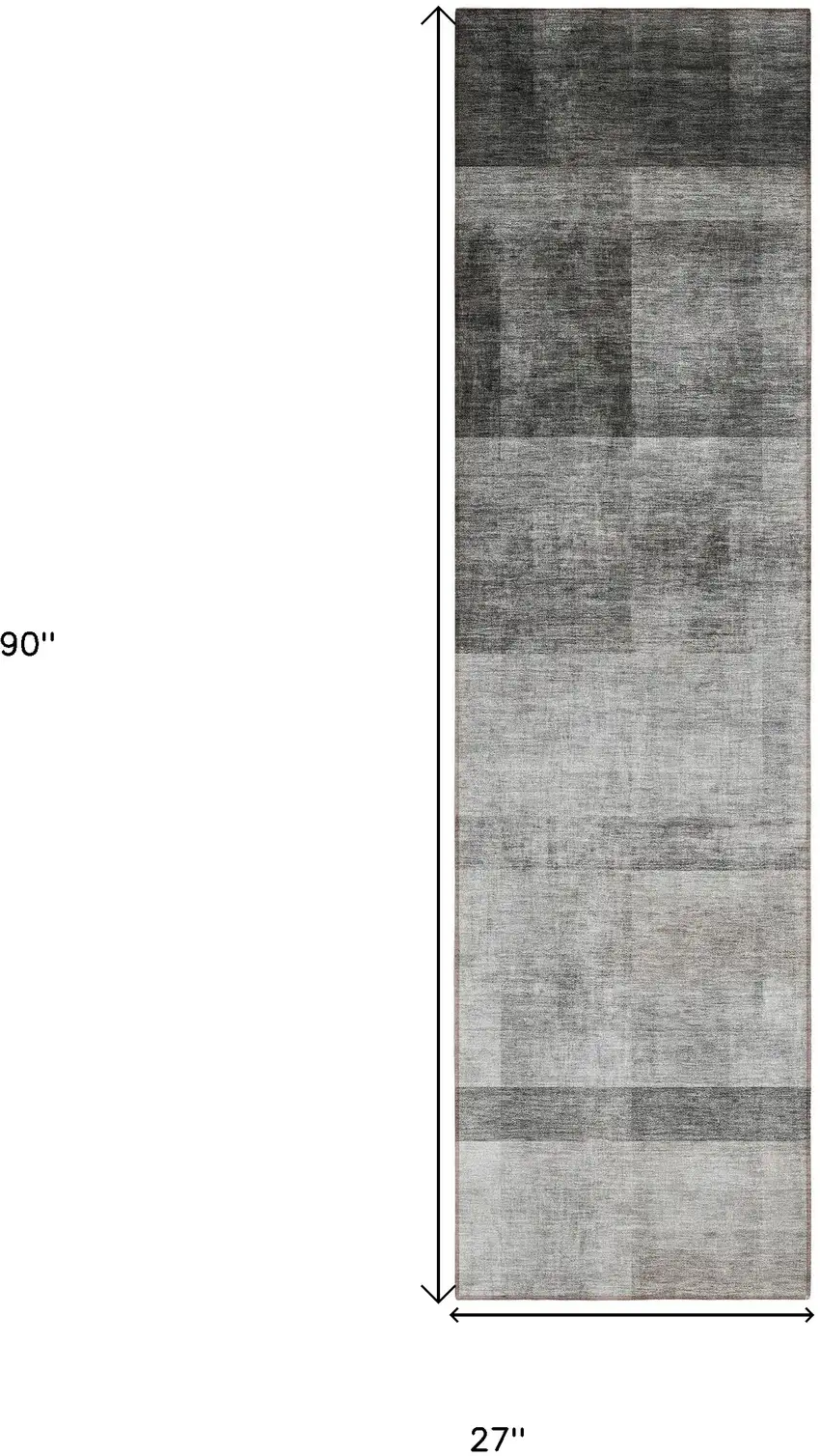8' Runner Gray Ombre Washable Non Skid Indoor Outdoor Runner Rug Photo 3