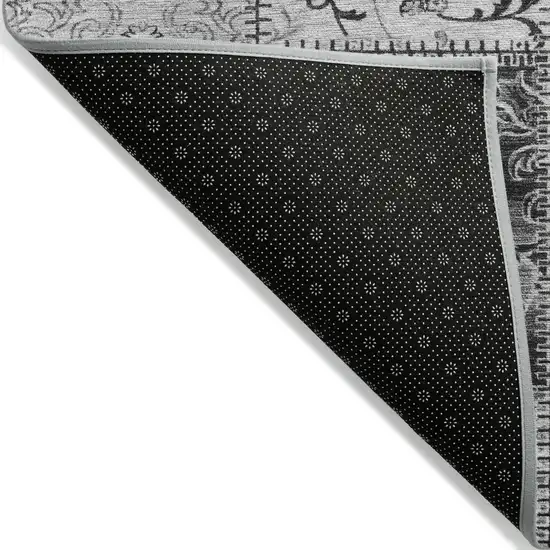 Gray Patchwork Washable Non Skid Indoor Outdoor Runner Rug Photo 5