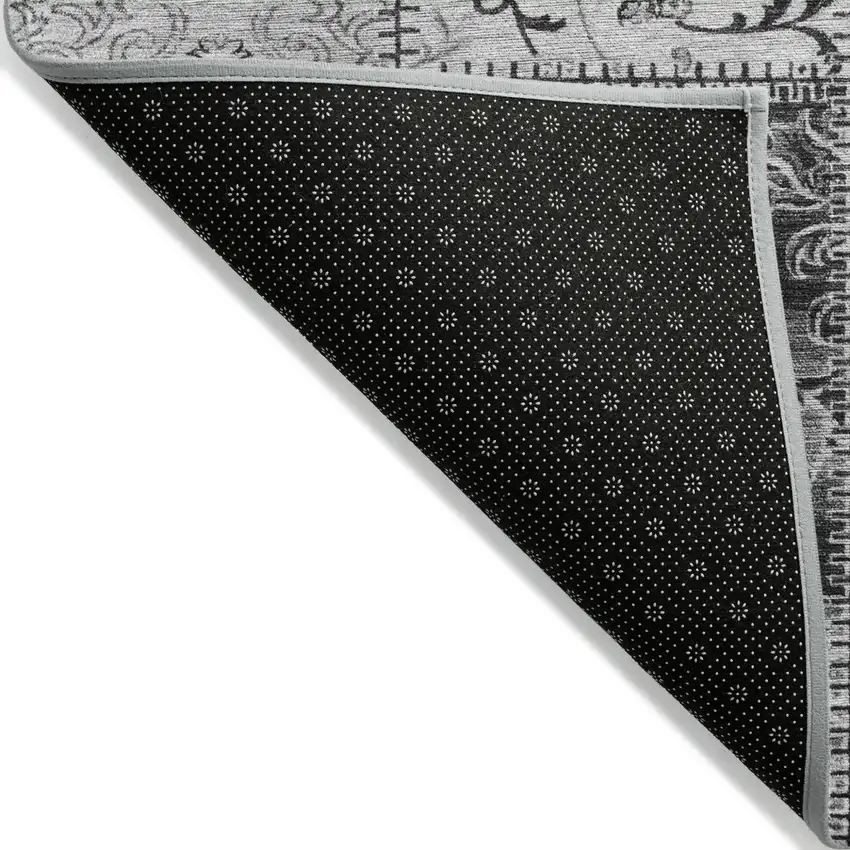 Gray Patchwork Washable Non Skid Indoor Outdoor Runner Rug Photo 5