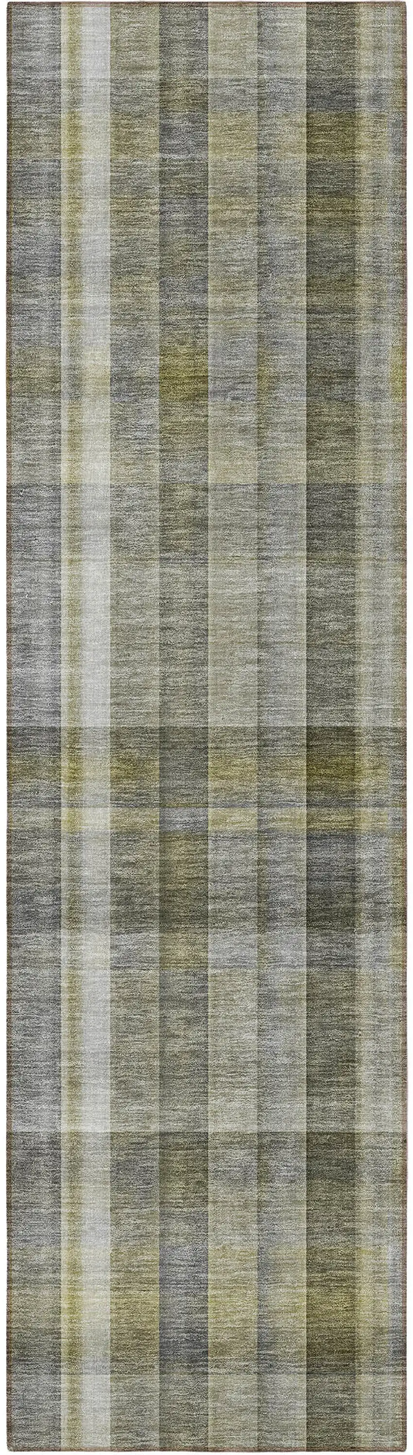 8' Runner Gray Plaid Washable Non Skid Indoor Outdoor Runner Rug Photo 2