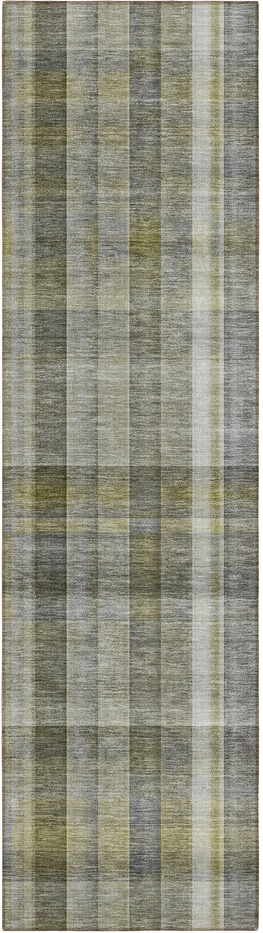 8' Runner Gray Plaid Washable Non Skid Indoor Outdoor Runner Rug Photo 1