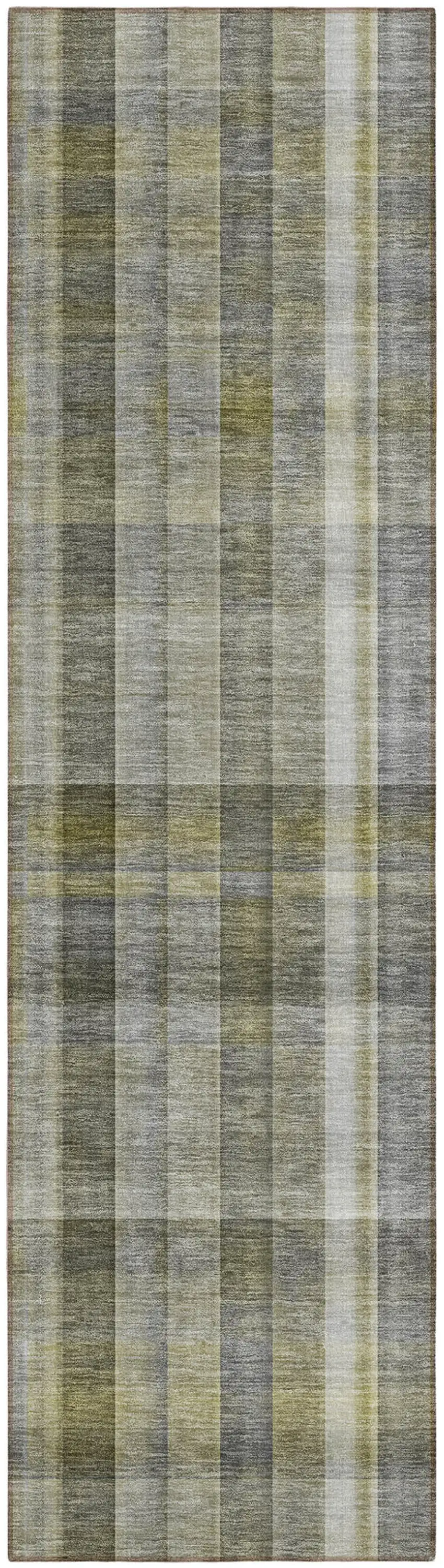 Gray Plaid Washable Non Skid Indoor Outdoor Runner Rug Photo 2