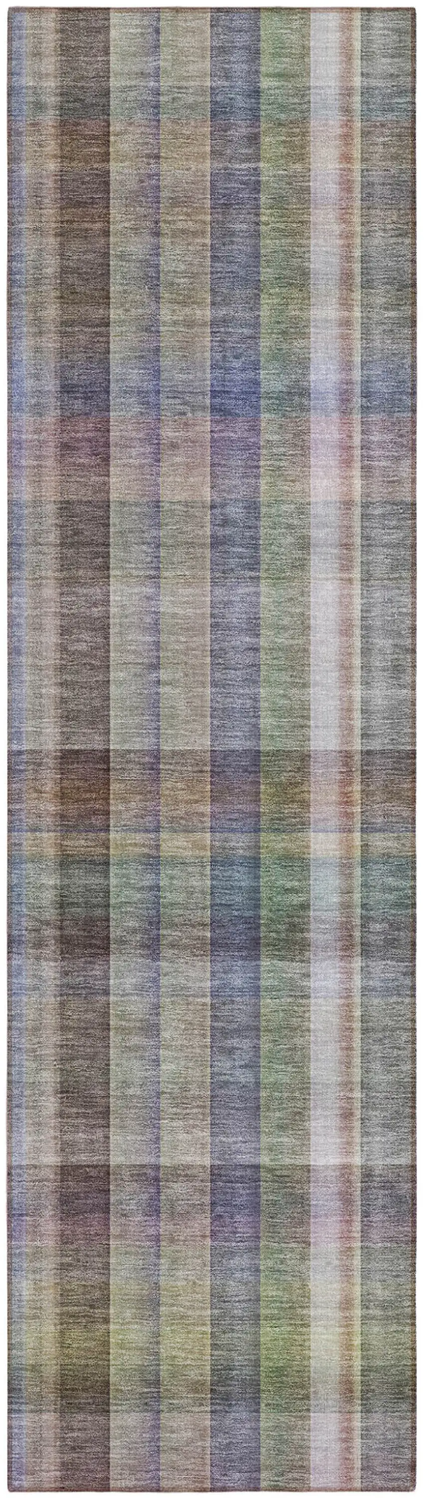 Gray Blue and Green Plaid Washable Non Skid Indoor Outdoor Area Rug Photo 2