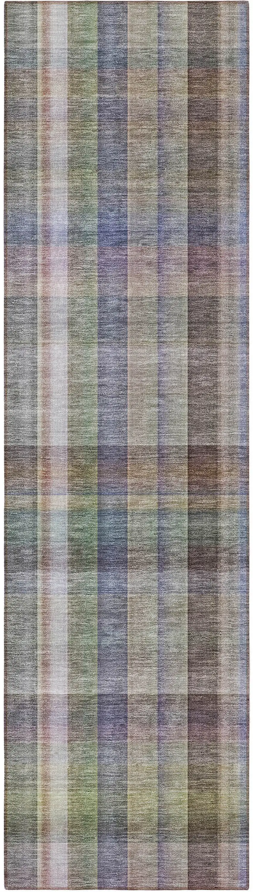 8' Runner Gray Plaid Washable Non Skid Indoor Outdoor Runner Rug Photo 3