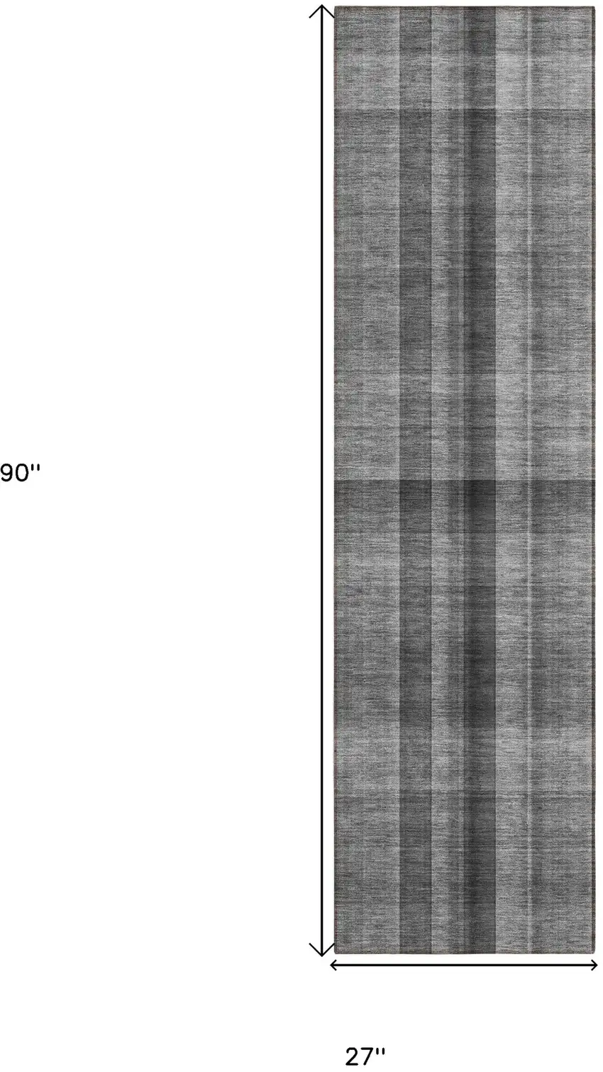 8' Runner Gray Plaid Washable Non Skid Indoor Outdoor Runner Rug Photo 3