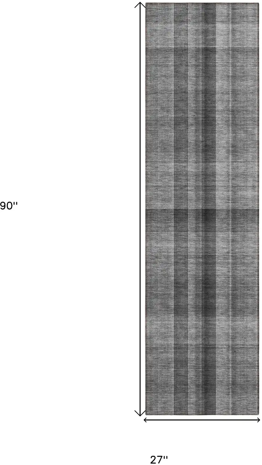8' Runner Gray Plaid Washable Non Skid Indoor Outdoor Runner Rug Photo 3