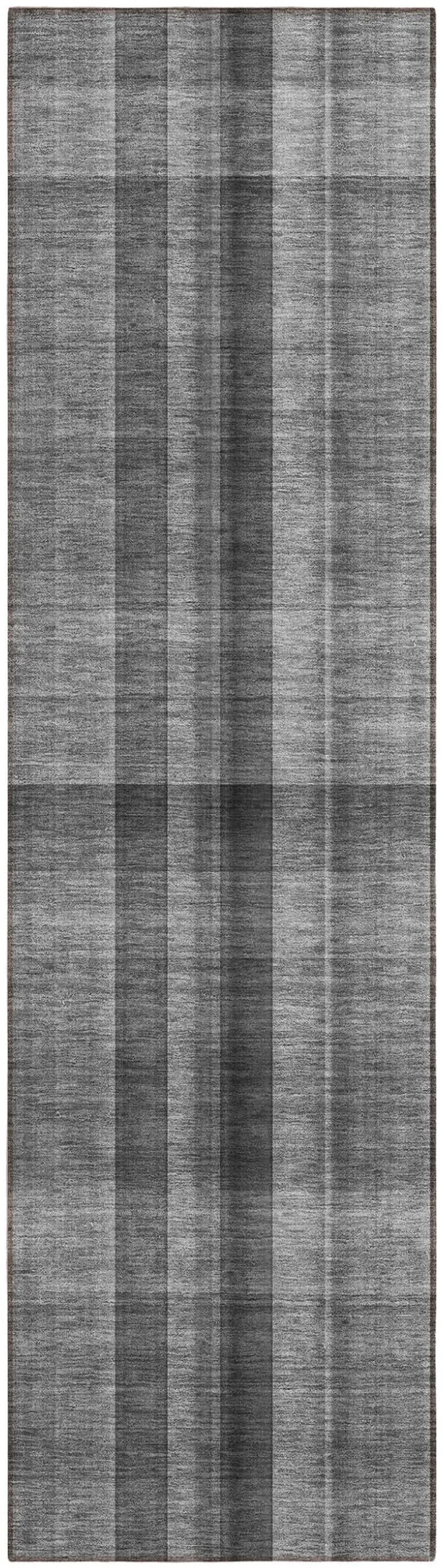 8' Runner Gray Plaid Washable Non Skid Indoor Outdoor Runner Rug Photo 2