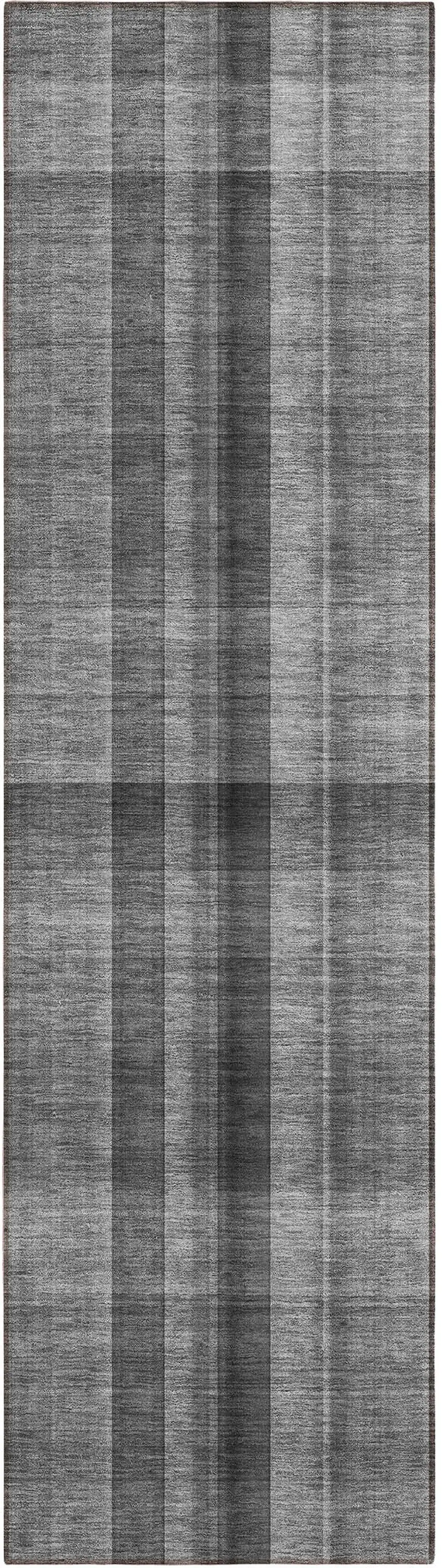 8' Runner Gray Plaid Washable Non Skid Indoor Outdoor Runner Rug Photo 2