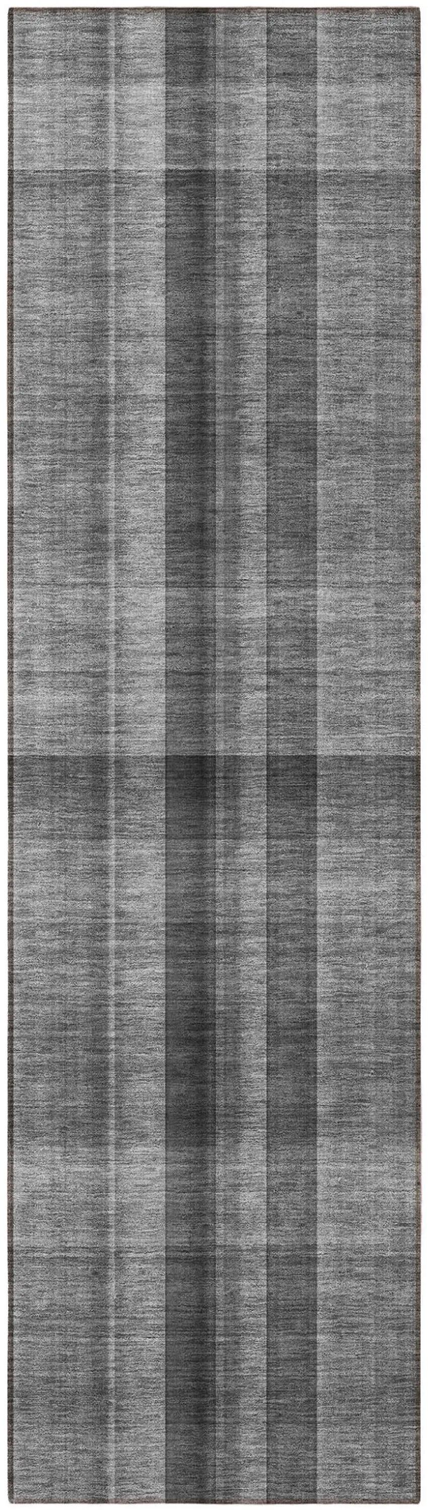 Gray Plaid Washable Non Skid Indoor Outdoor Runner Rug Photo 5