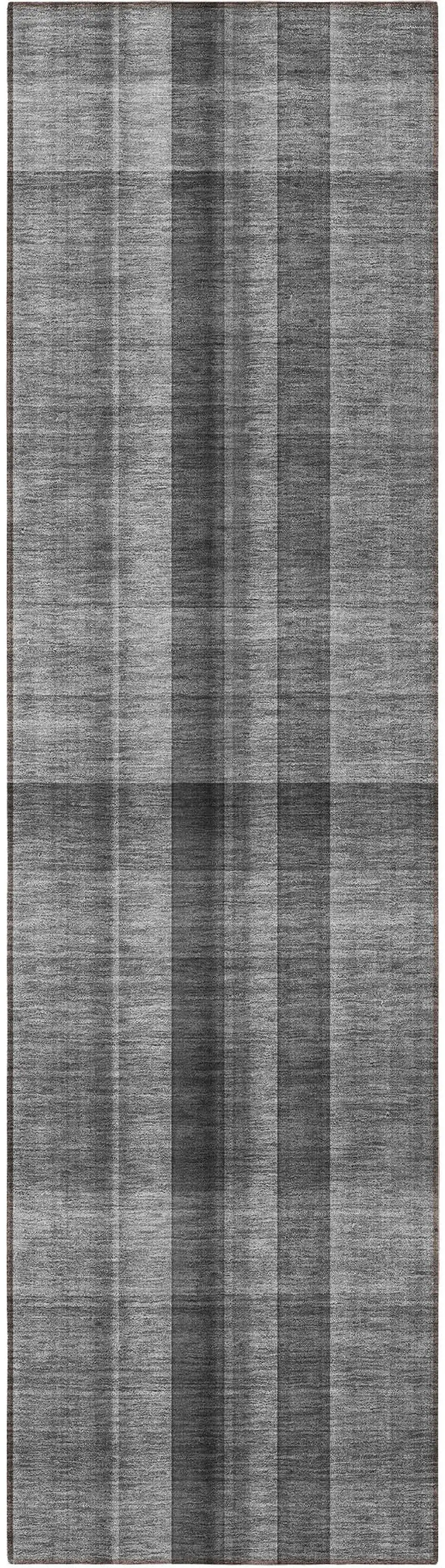 8' Runner Gray Plaid Washable Non Skid Indoor Outdoor Runner Rug Photo 4