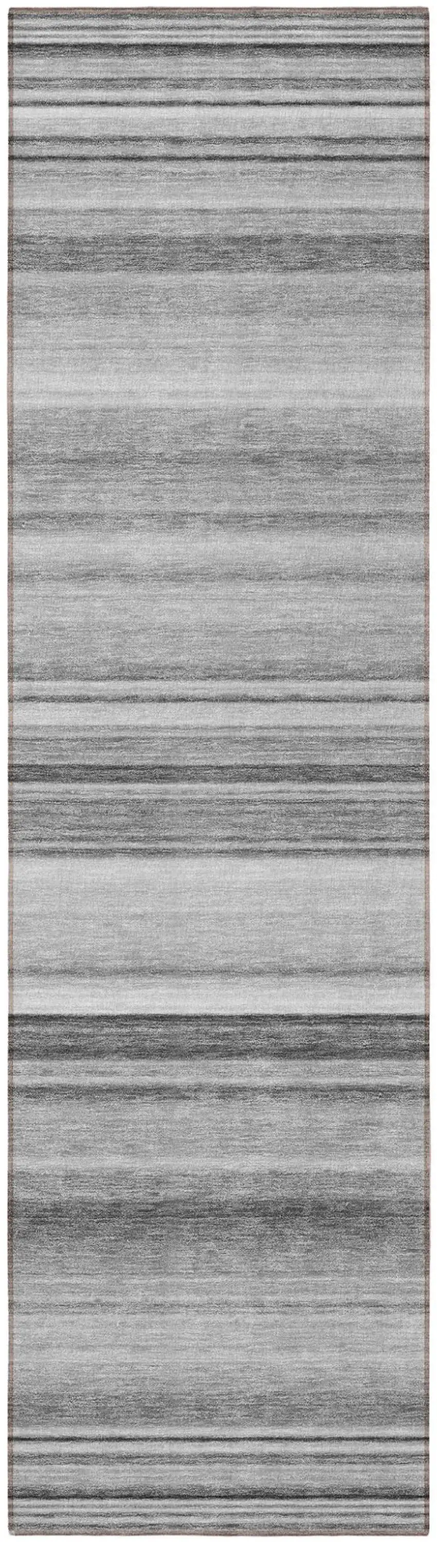 Gray Striped Washable Non Skid Indoor Outdoor Runner Rug Photo 5