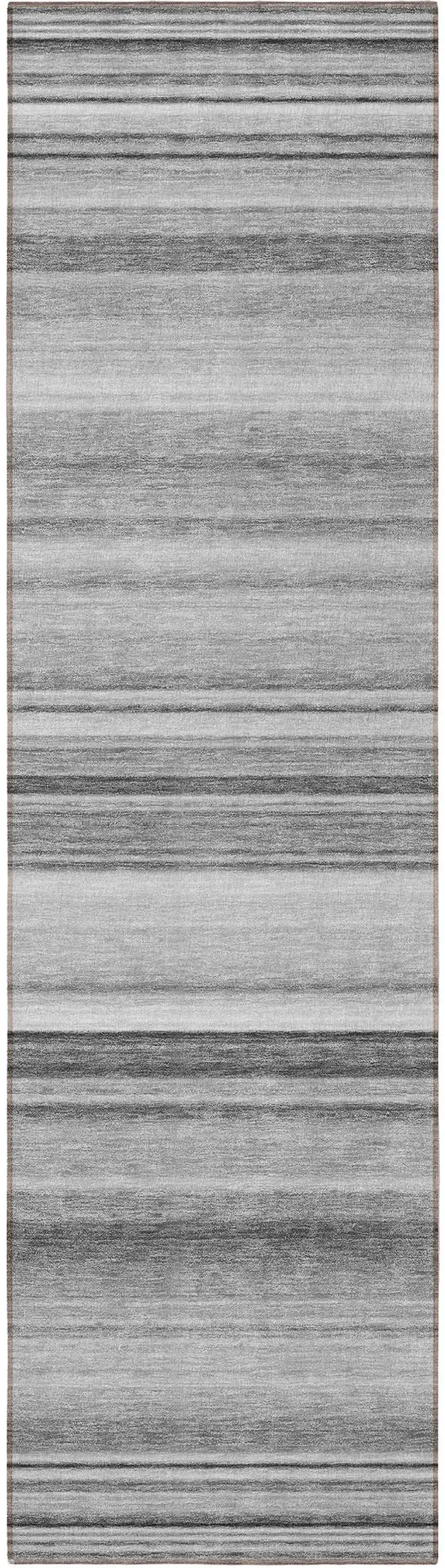 8' Runner Gray Striped Washable Non Skid Indoor Outdoor Runner Rug Photo 4