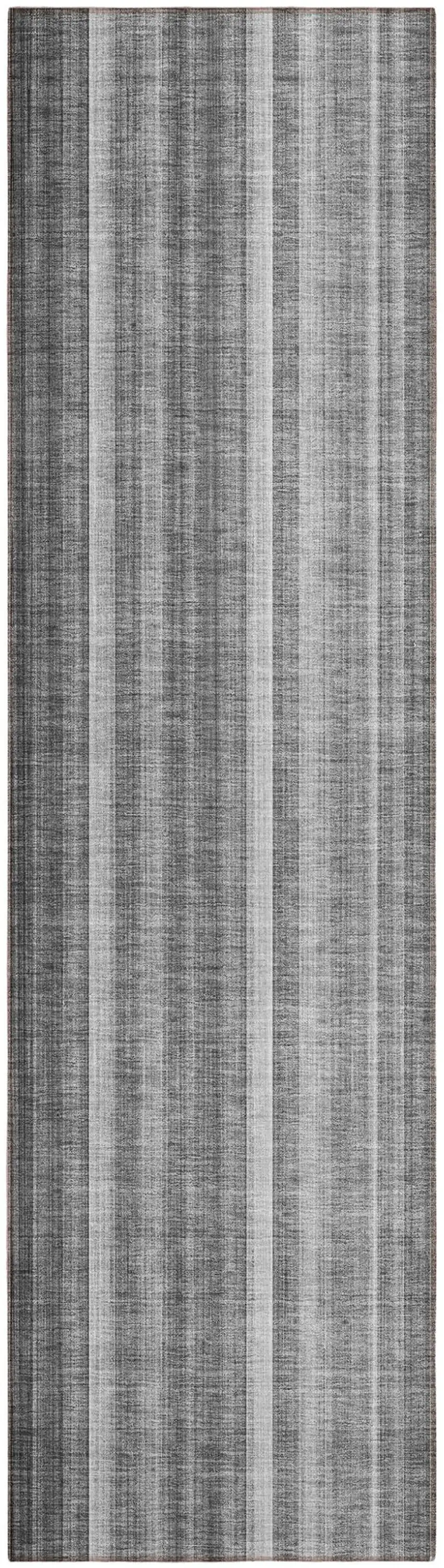 Gray Striped Washable Non Skid Indoor Outdoor Runner Rug Photo 2