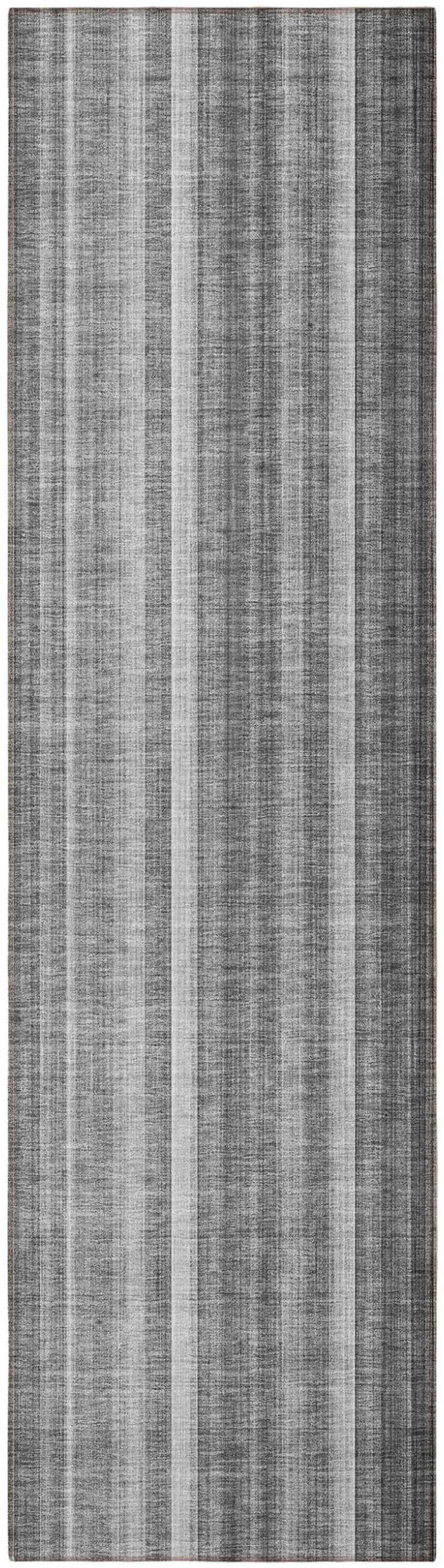 8' Runner Gray Striped Washable Non Skid Indoor Outdoor Runner Rug Photo 5