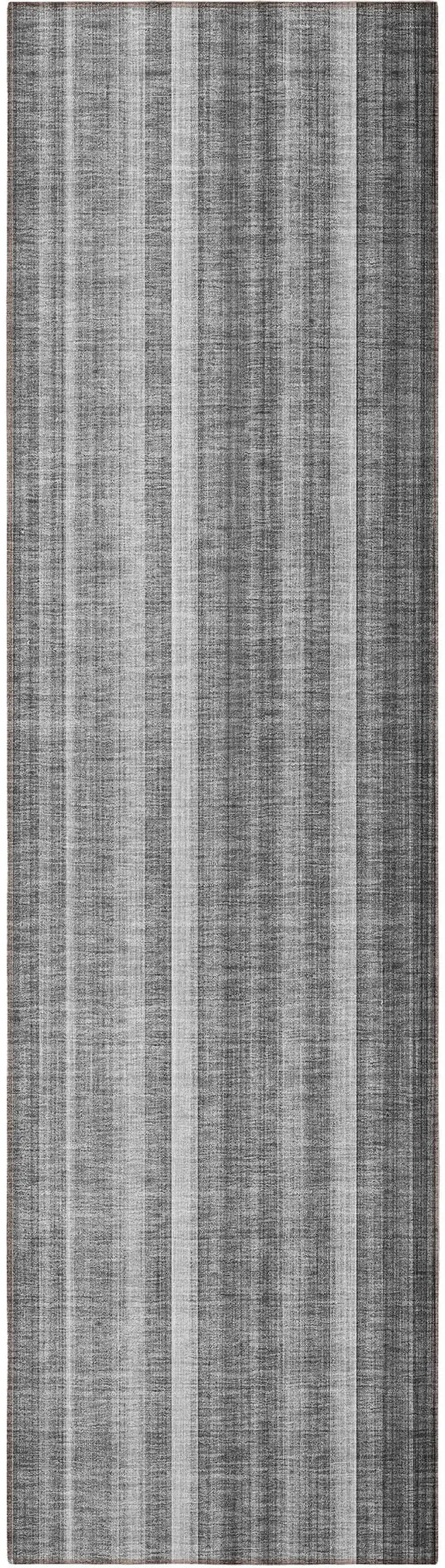 8' Runner Gray Striped Washable Non Skid Indoor Outdoor Runner Rug Photo 5