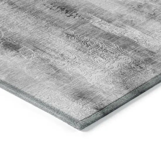 Gray Washable Non Skid Indoor Outdoor Runner Rug Photo 6
