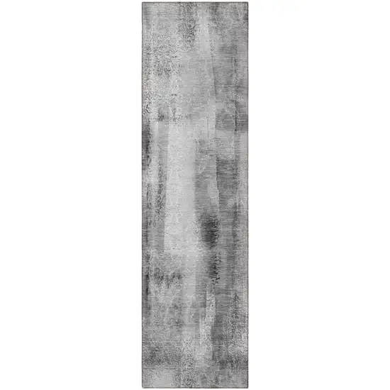 Gray Washable Non Skid Indoor Outdoor Runner Rug Photo 5