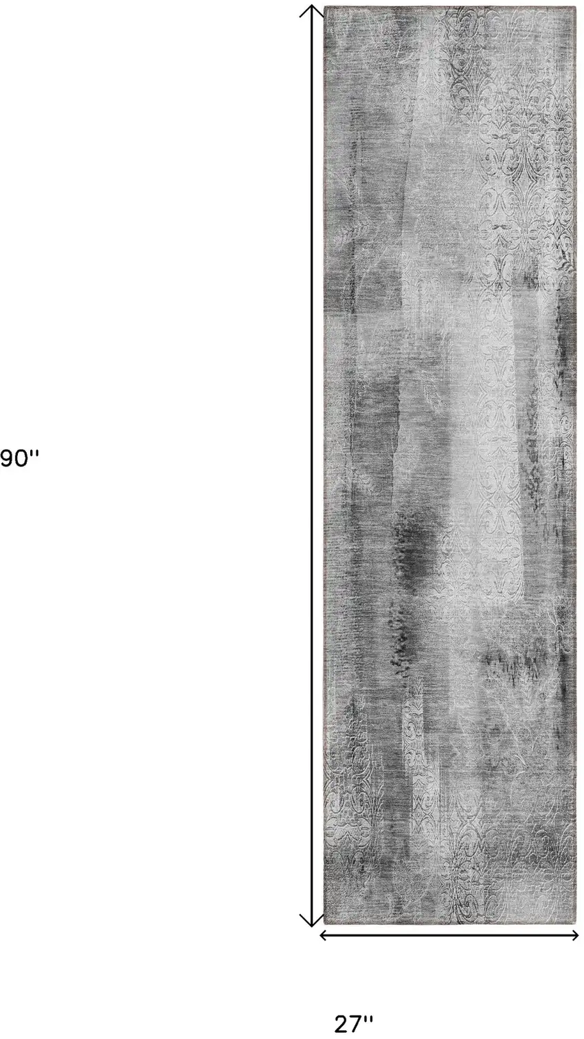 Gray Washable Non Skid Indoor Outdoor Runner Rug Photo 3