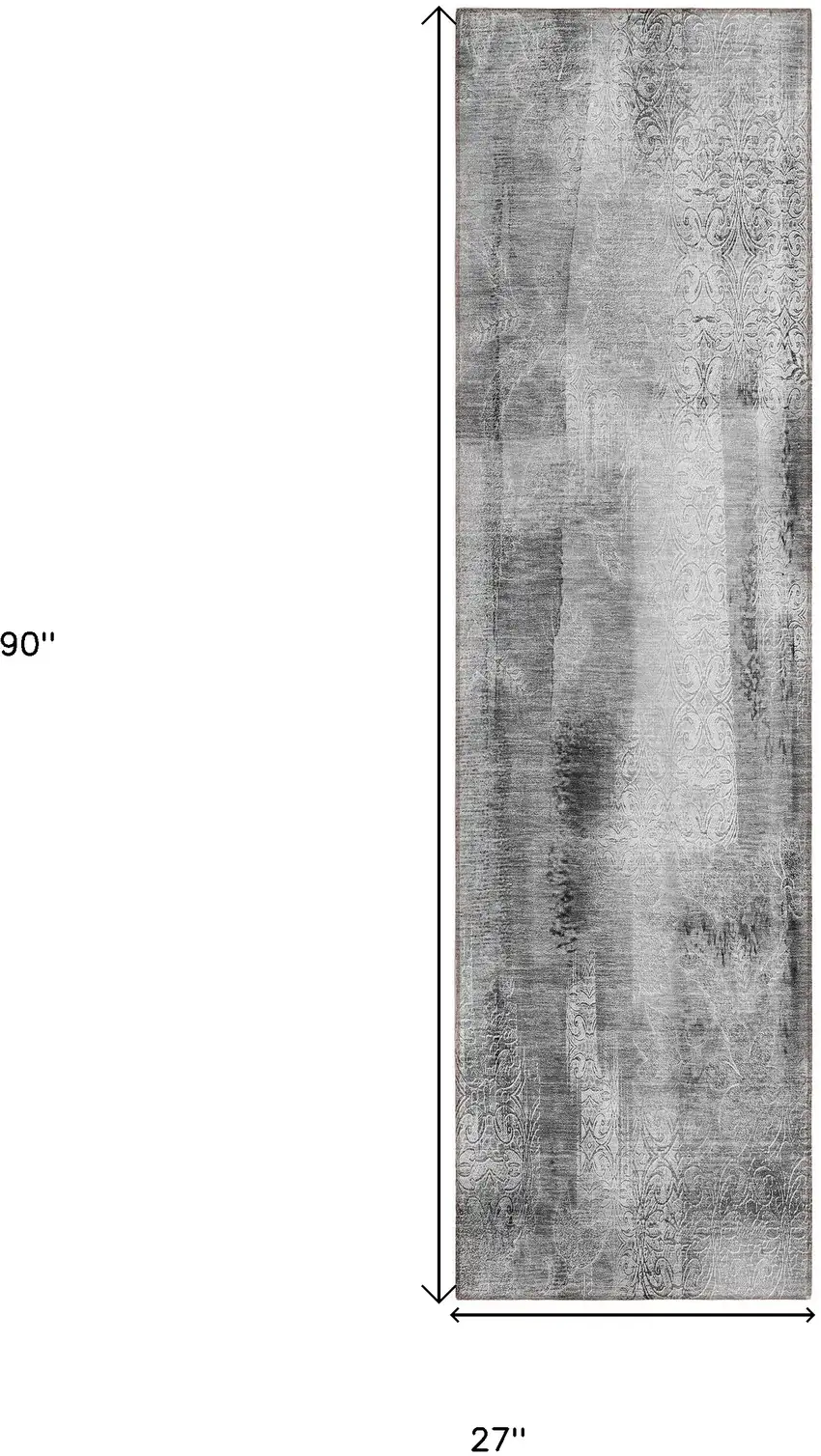 Gray Washable Non Skid Indoor Outdoor Runner Rug Photo 3