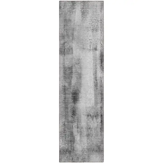 Gray Washable Non Skid Indoor Outdoor Runner Rug Photo 2