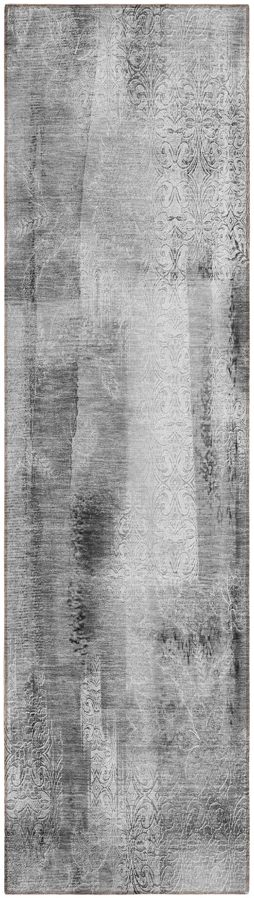 Gray Washable Non Skid Indoor Outdoor Runner Rug Photo 2