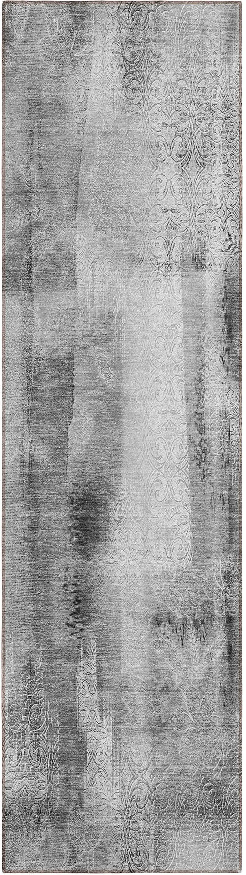 Gray Washable Non Skid Indoor Outdoor Runner Rug Photo 2