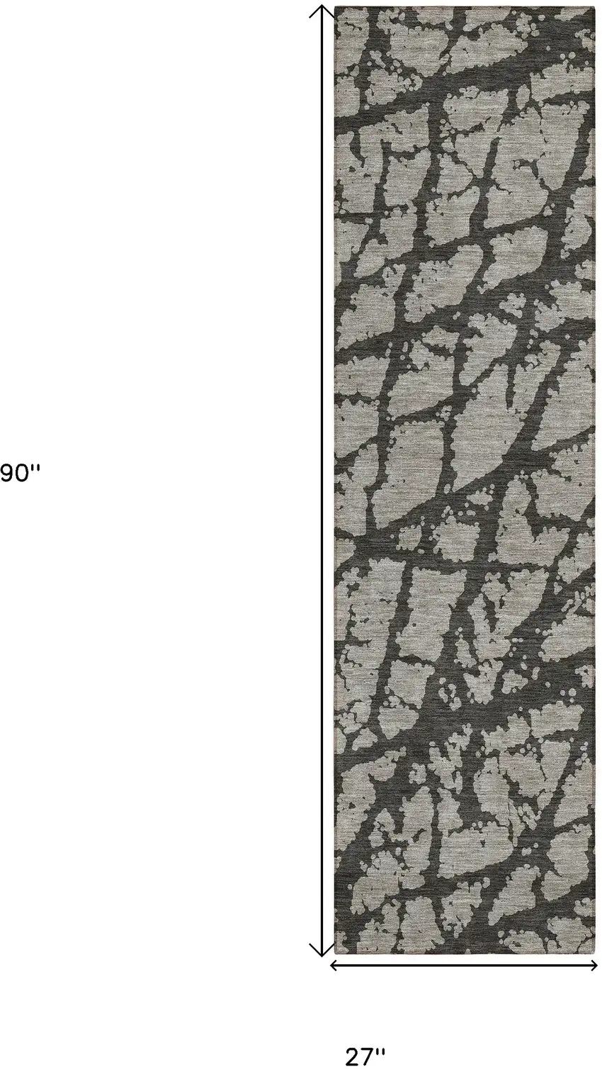 8' Runner Gray and Black Abstract Washable Non Skid Indoor Outdoor Runner Rug Photo 3