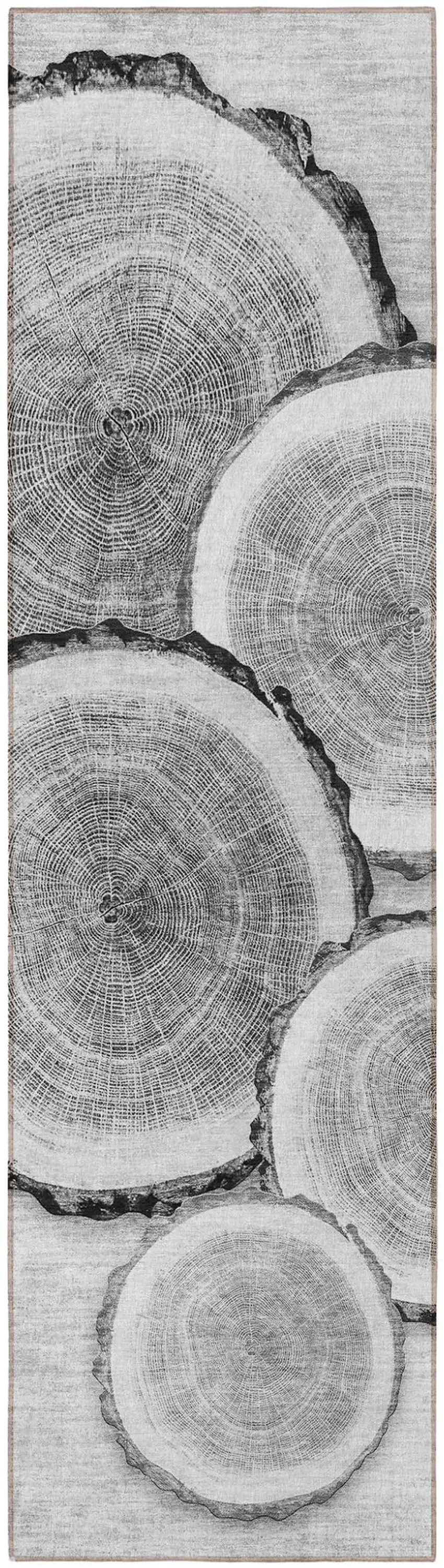 Gray and Black Faux Bois Washable Non Skid Indoor Outdoor Runner Rug Photo 5