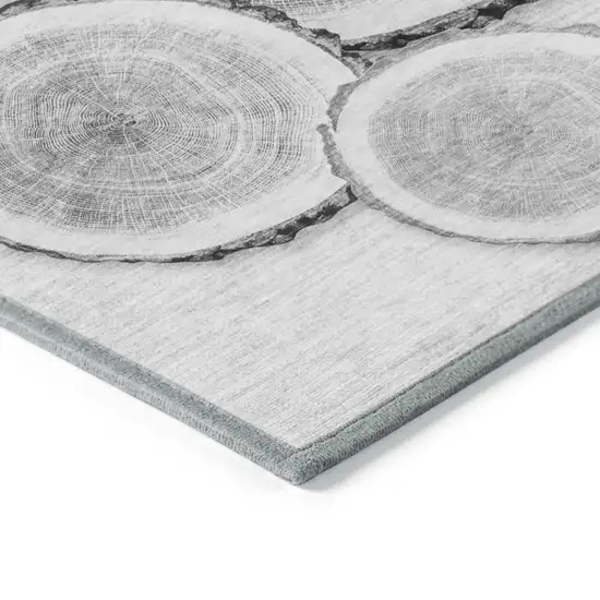 Gray and Black Faux Bois Washable Non Skid Indoor Outdoor Runner Rug Photo 5