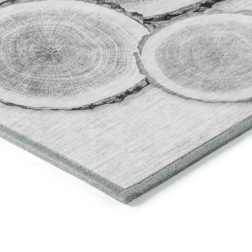 Gray and Black Faux Bois Washable Non Skid Indoor Outdoor Runner Rug Photo 5