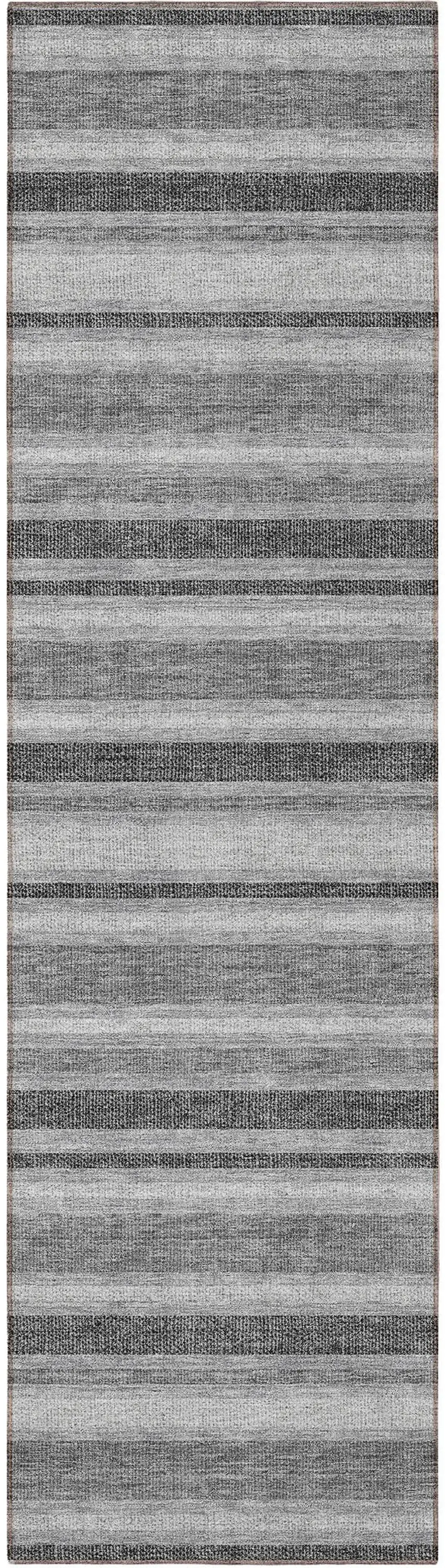 8' Runner Gray and Black Striped Washable Non Skid Indoor Outdoor Runner Rug Photo 3