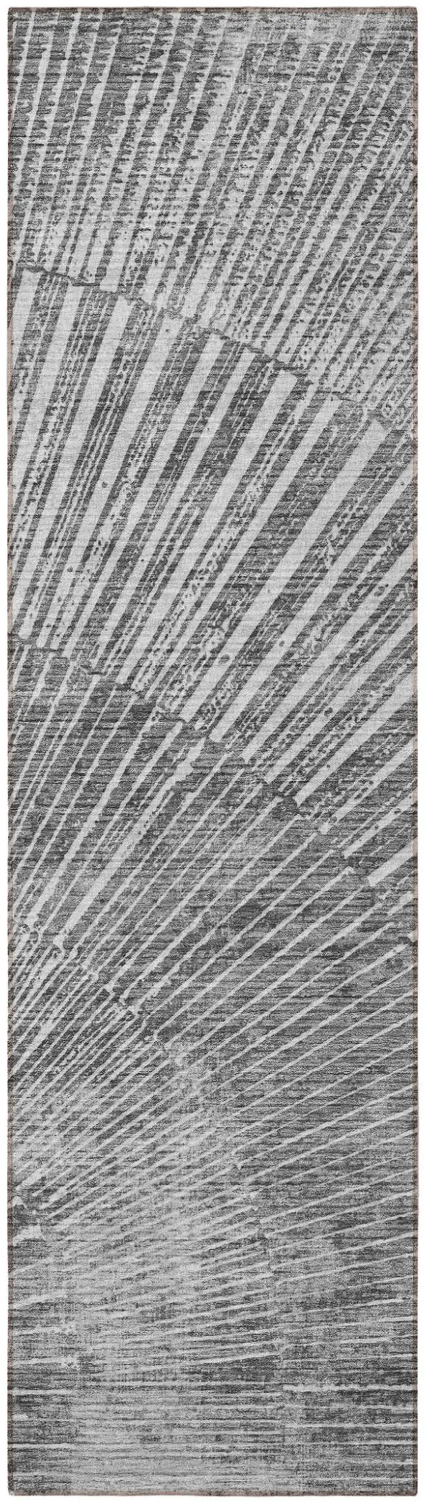 Gray and Ivory Abstract Washable Non Skid Indoor Outdoor Runner Rug Photo 5