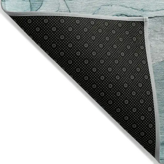 Gray and Ivory Abstract Washable Non Skid Indoor Outdoor Runner Rug Photo 6