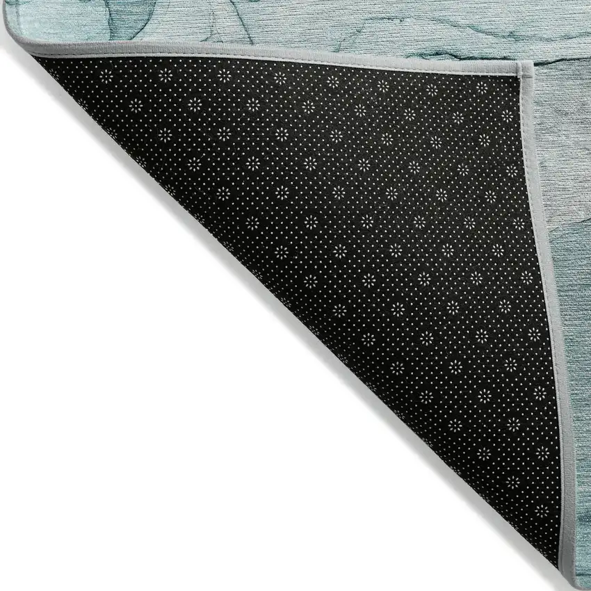 Gray and Ivory Abstract Washable Non Skid Indoor Outdoor Runner Rug Photo 6