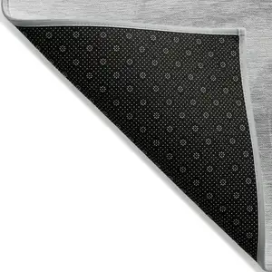 Photo of 8' Runner Gray and Light Gray Abstract Washable Non Skid Indoor Outdoor Runner Rug
