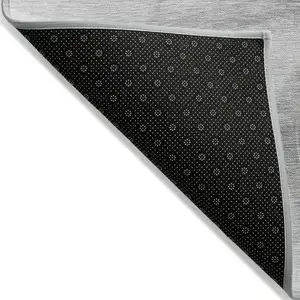 Photo of 8' Runner Gray and Light Gray Abstract Washable Non Skid Indoor Outdoor Runner Rug