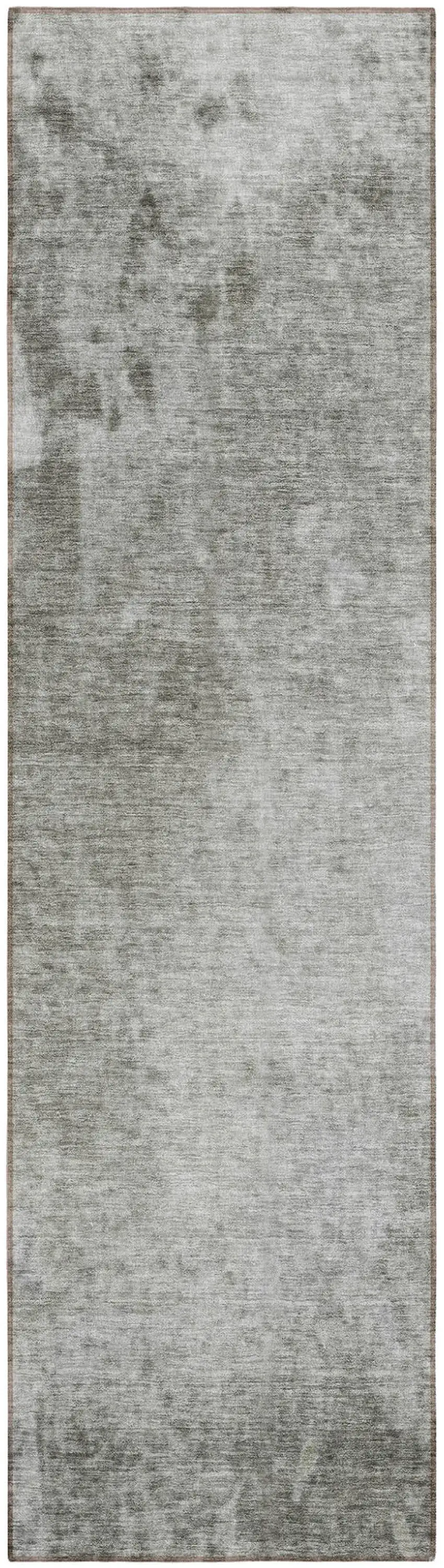 8' Runner Gray and Off White Abstract Washable Non Skid Indoor Outdoor Runner Rug Photo 2