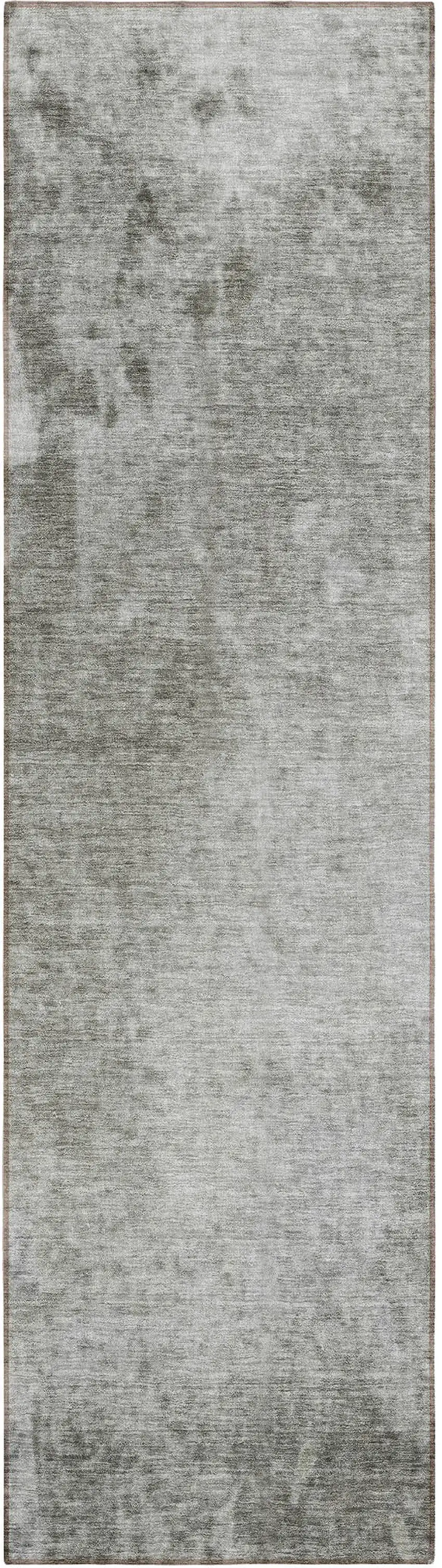 8' Runner Gray and Off White Abstract Washable Non Skid Indoor Outdoor Runner Rug Photo 2