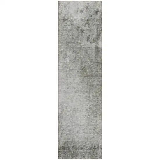 8' Runner Gray and Off White Abstract Washable Non Skid Indoor Outdoor Runner Rug Photo 4