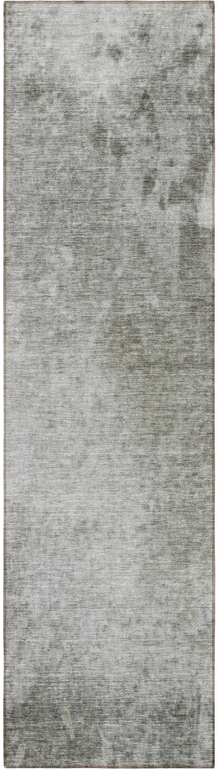 8' Runner Gray and Off White Abstract Washable Non Skid Indoor Outdoor Runner Rug Photo 4