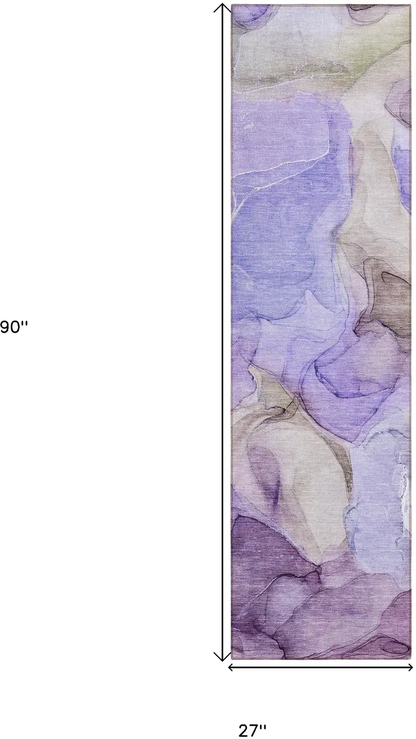 Gray and Purple Abstract Washable Non Skid Indoor Outdoor Runner Rug Photo 3