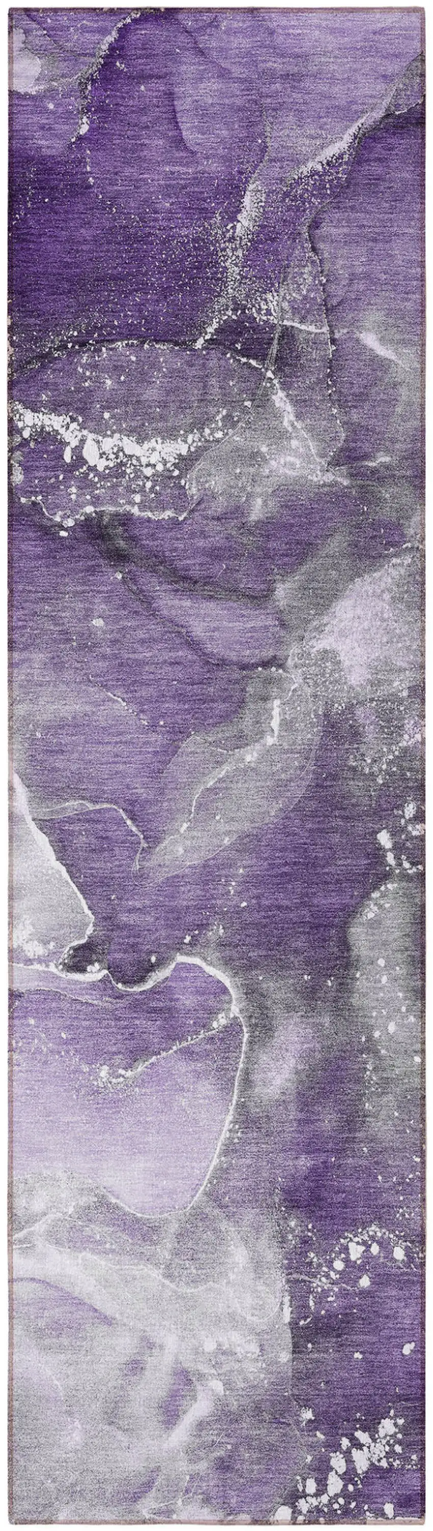 Gray and Purple Abstract Washable Non Skid Indoor Outdoor Runner Rug Photo 4