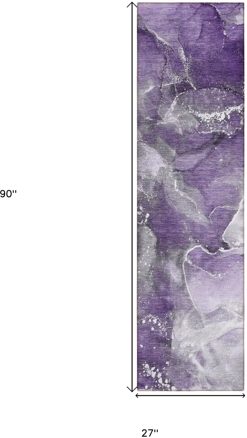 8' Runner Gray and Purple Abstract Washable Non Skid Indoor Outdoor Runner Rug Photo 3
